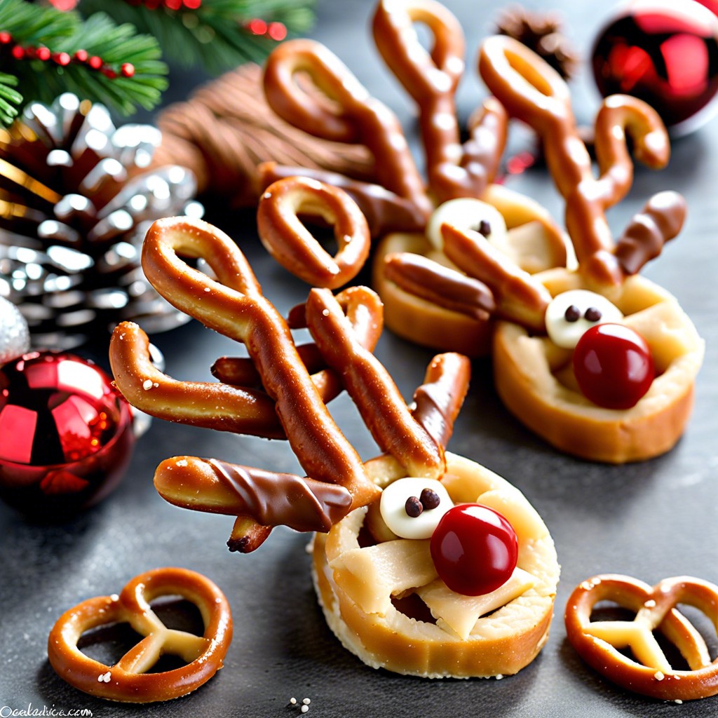 mini pretzel stick reindeer