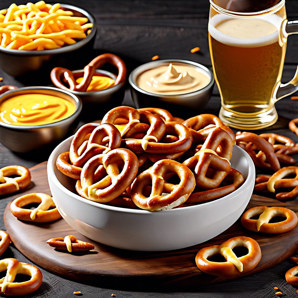 mini pretzels and beer cheese dip