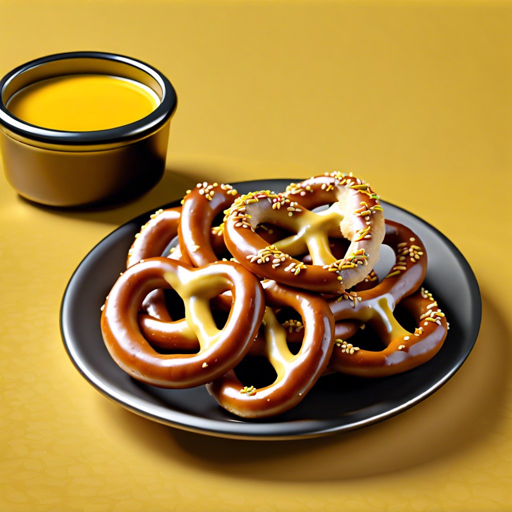 mini pretzels and mustard dip