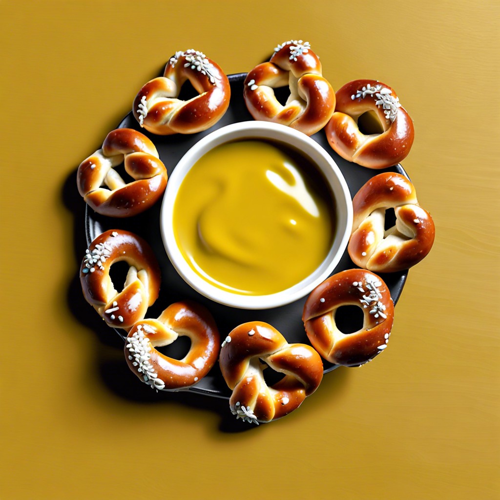 mini pretzels with artisanal mustard