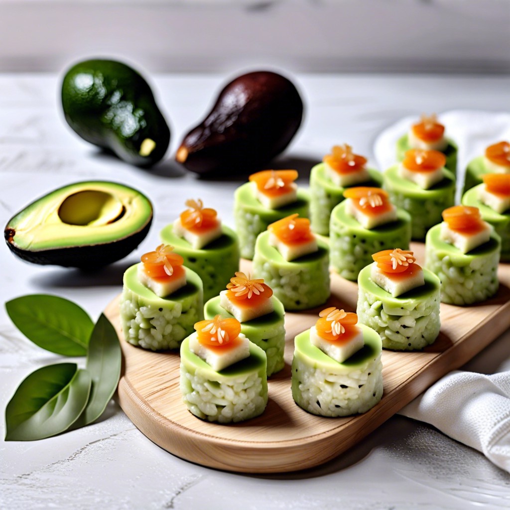 mini rice cakes with avocado