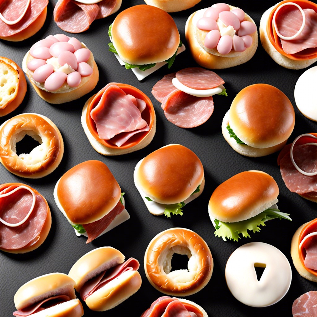 mini slider buns with assorted deli meats