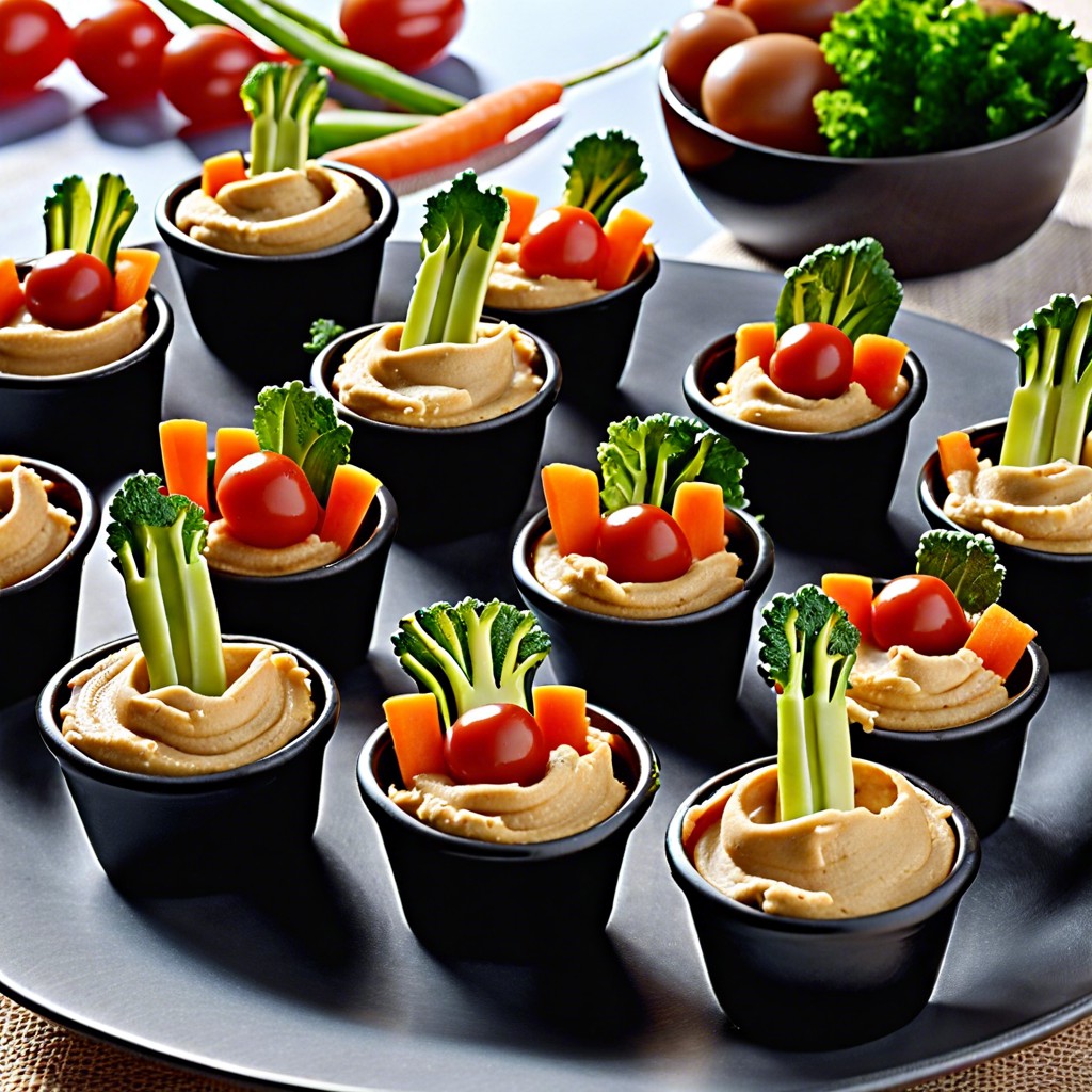 mini veggie cups with hummus