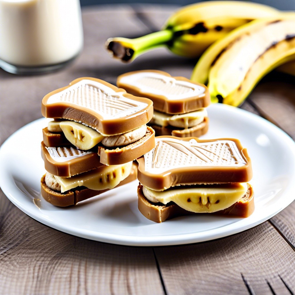 miniature peanut butter and banana sandwiches
