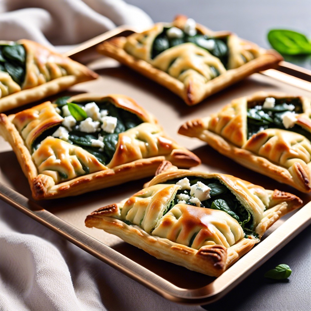 miniature spinach and feta puff pastries