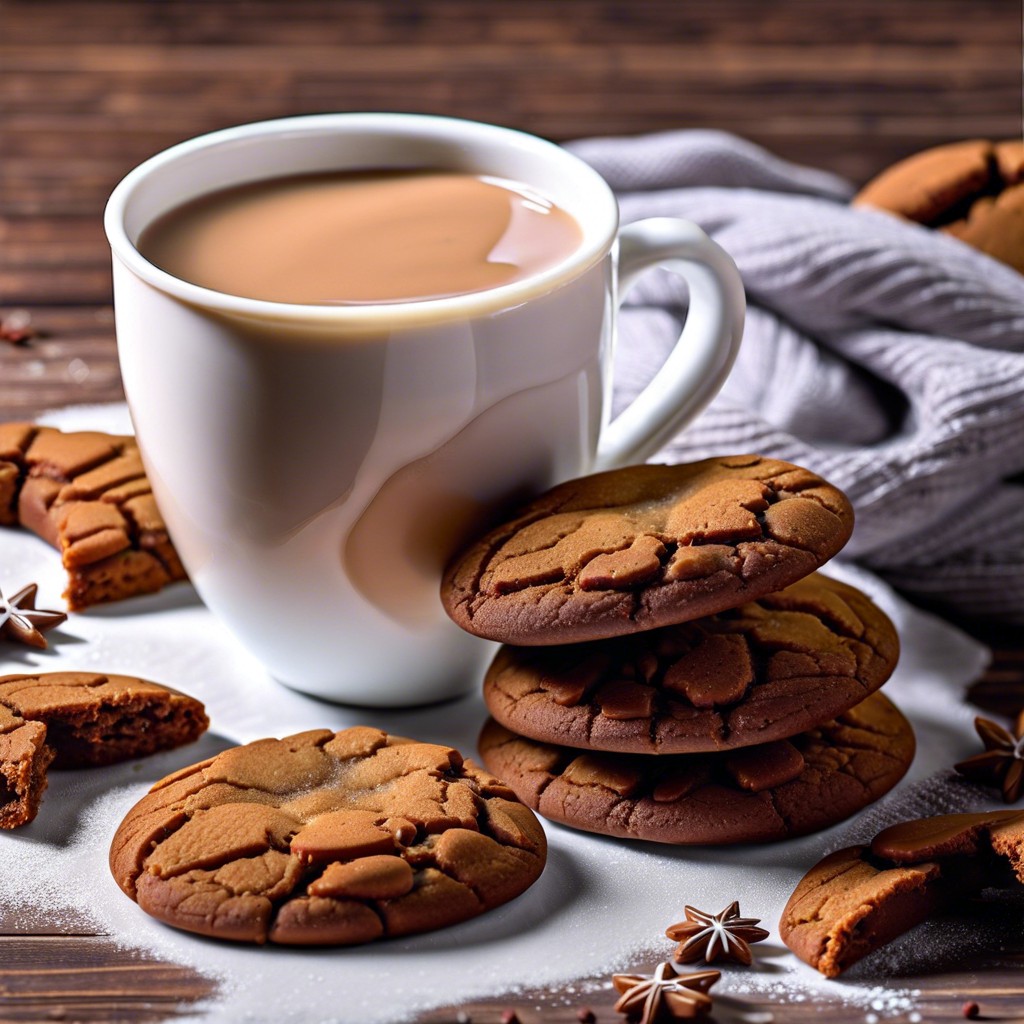 molasses cookies dipped in warm milk