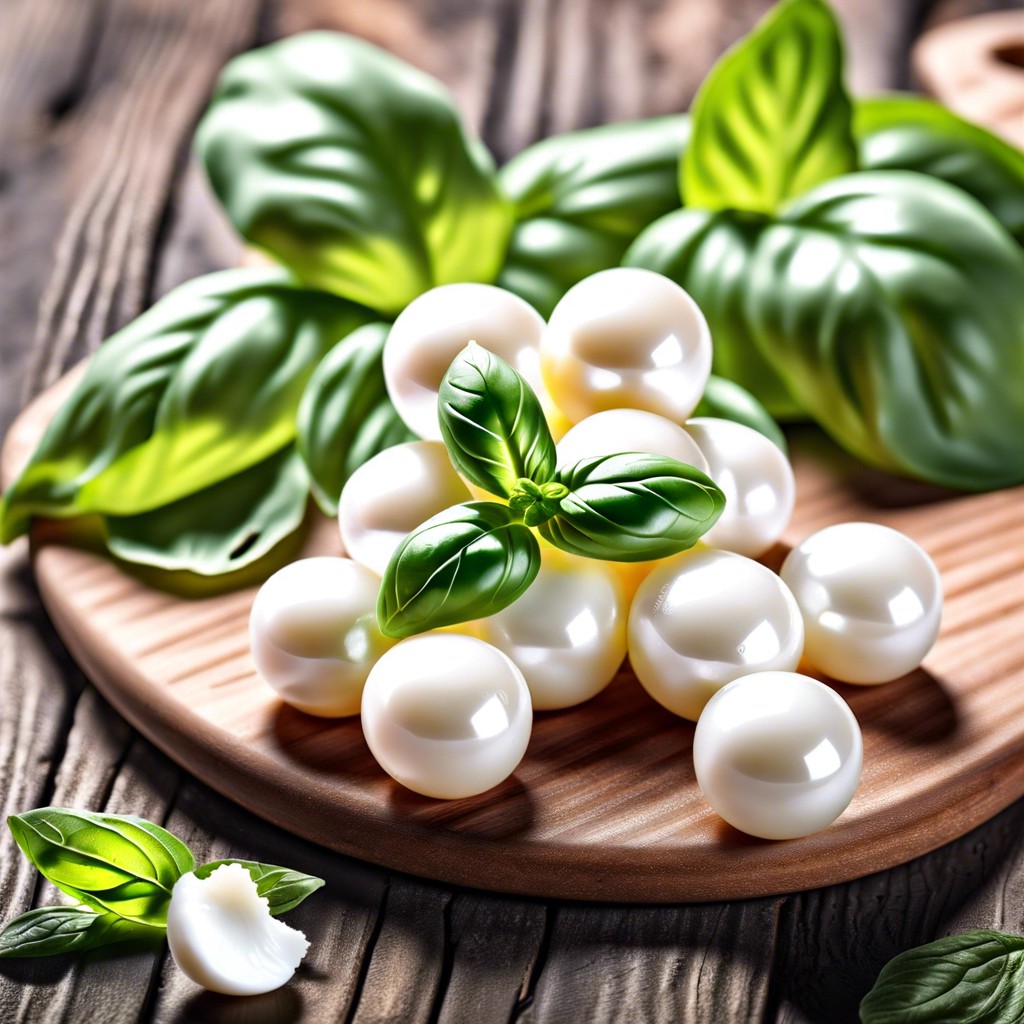 mozzarella pearls with basil