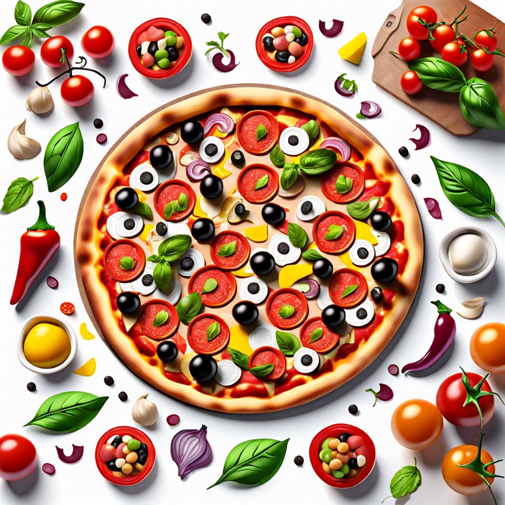 multicolored pizza toppings