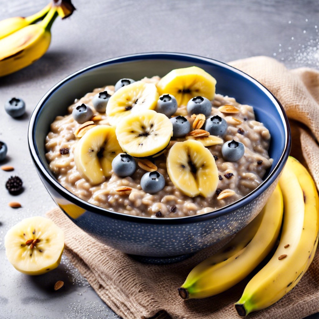 oatmeal with sliced bananas and chia seeds