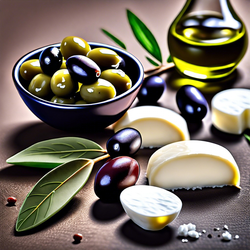 olives and mozzarella