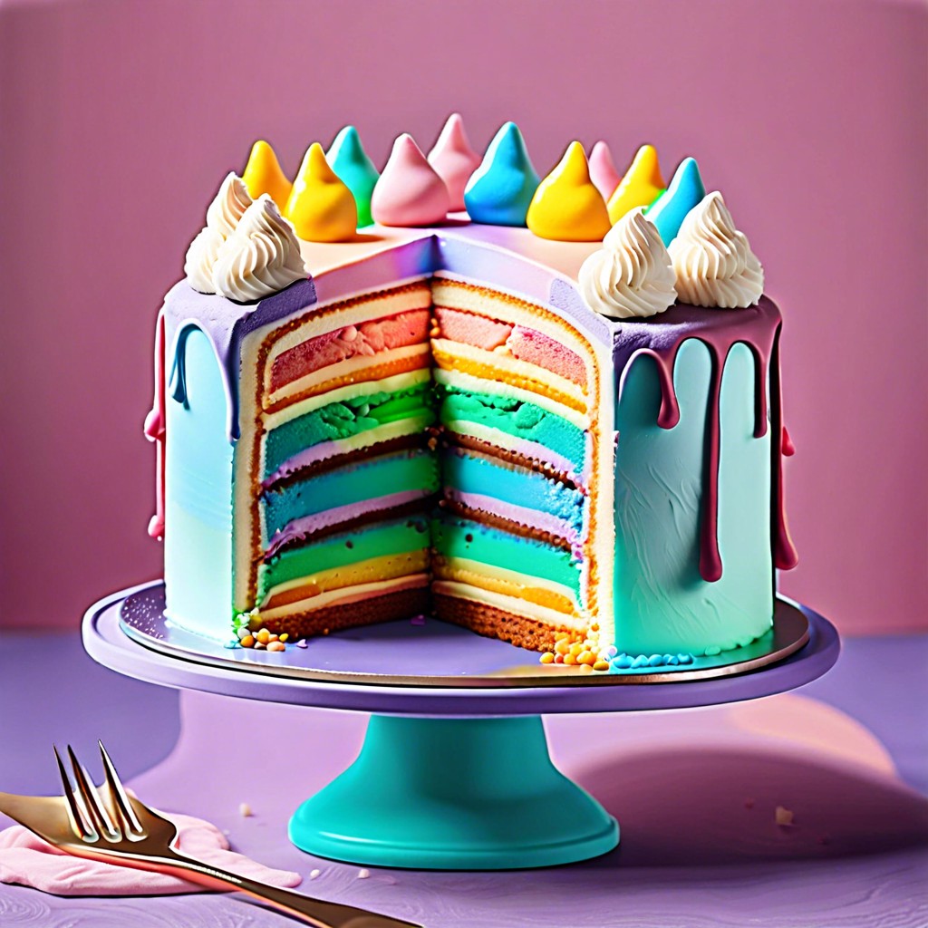 pastel rainbow layer cake