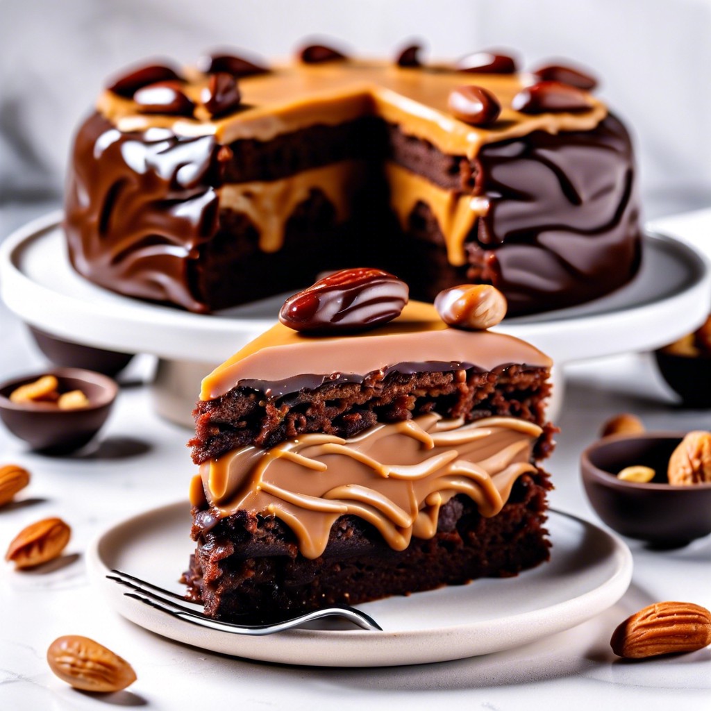 peanut butter and chocolate date cake