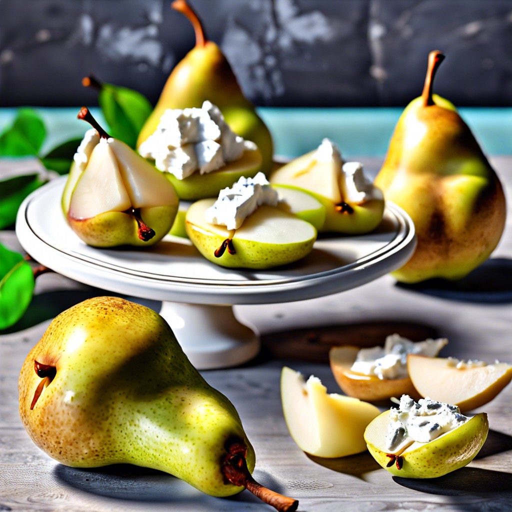 pear slices with goat cheese and honey