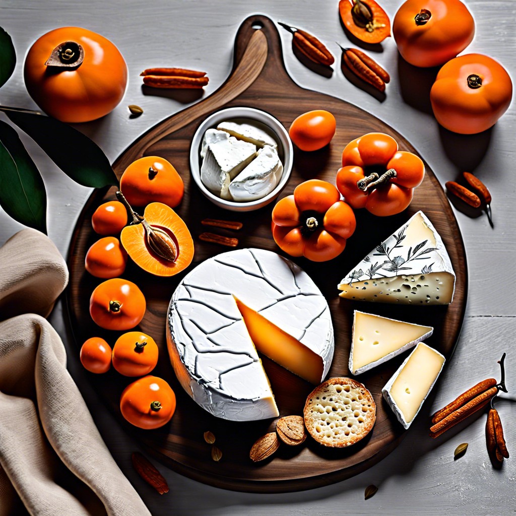 persimmon slices with camembert