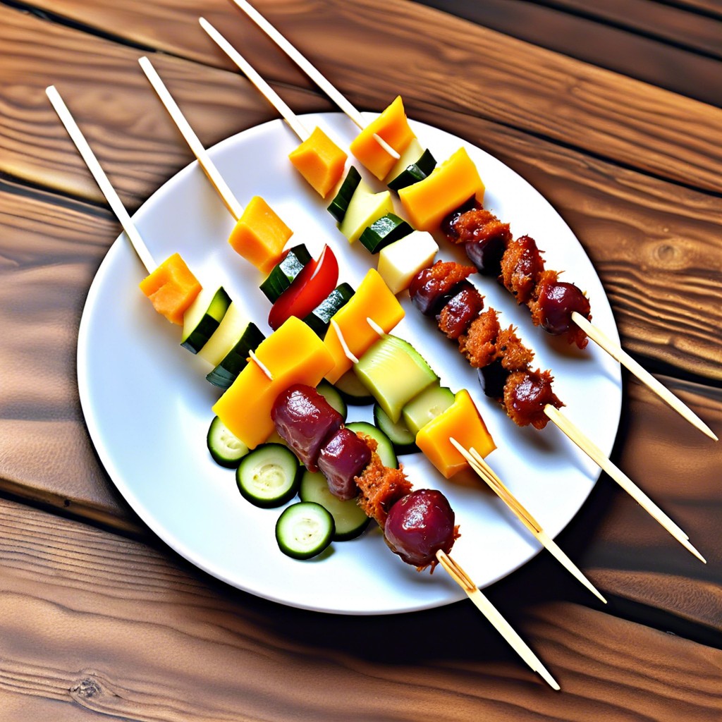 pickle and cheese skewers