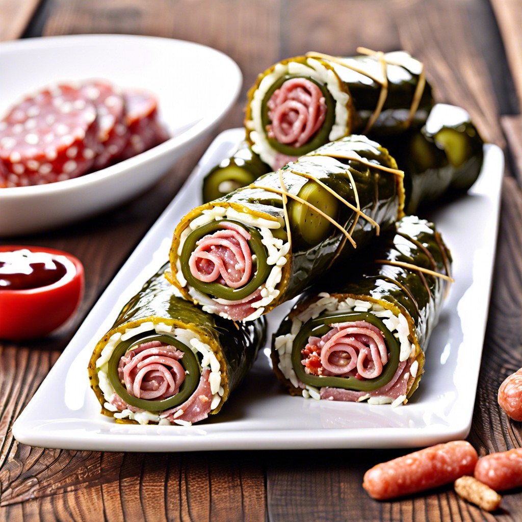 pickle and salami roll ups