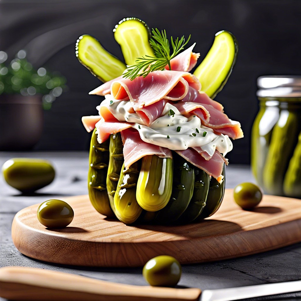 pickle with cream cheese and ham