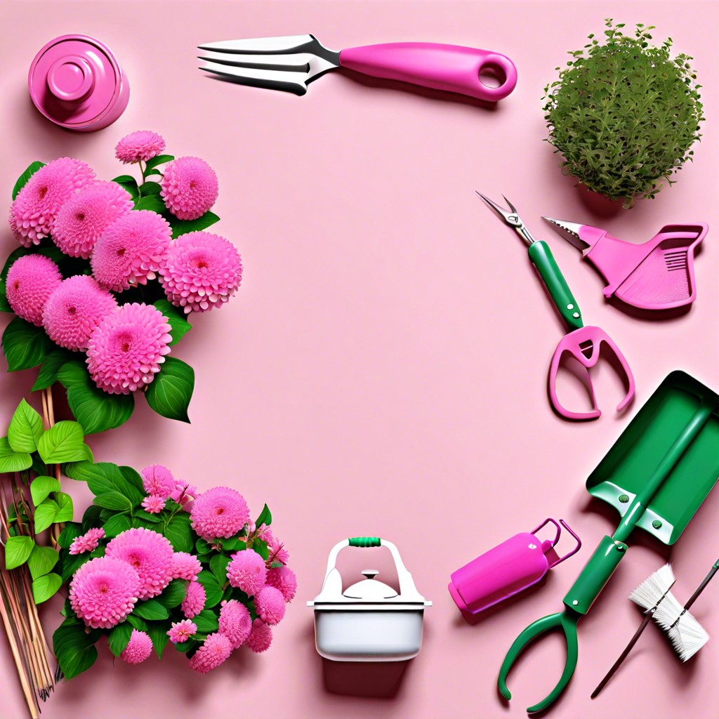 pink gardening kit offer pink handled tools gloves and packets of pink flowers
