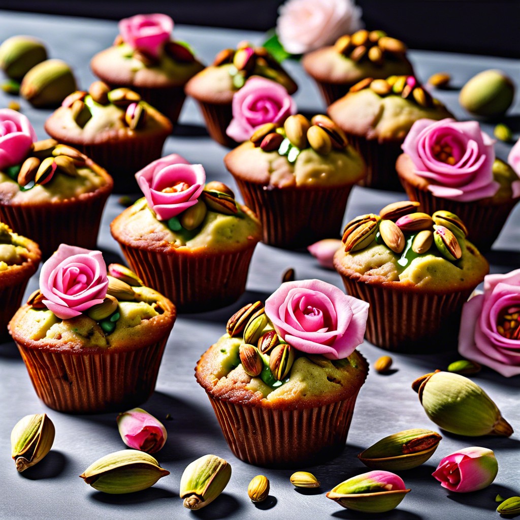 pistachio and rosewater muffins
