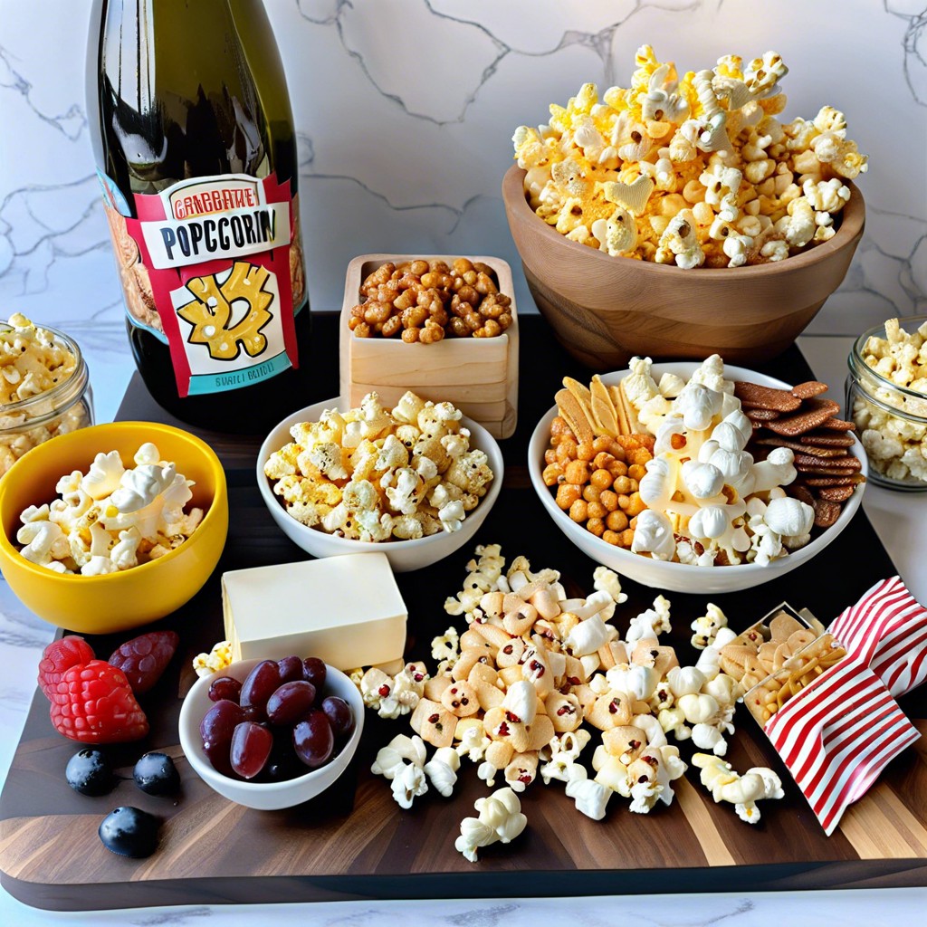 popcorn and movie snacks board