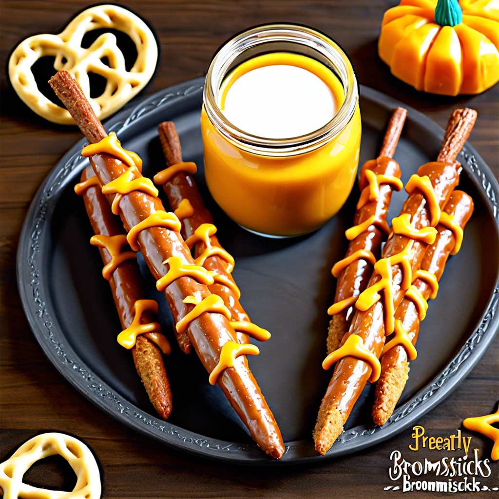 pretzel and cheese broomsticks