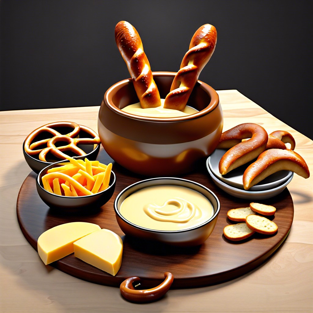 pretzel and cheese fondue