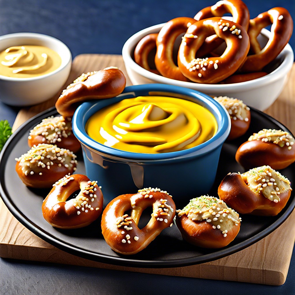 pretzel bites with mustard dip
