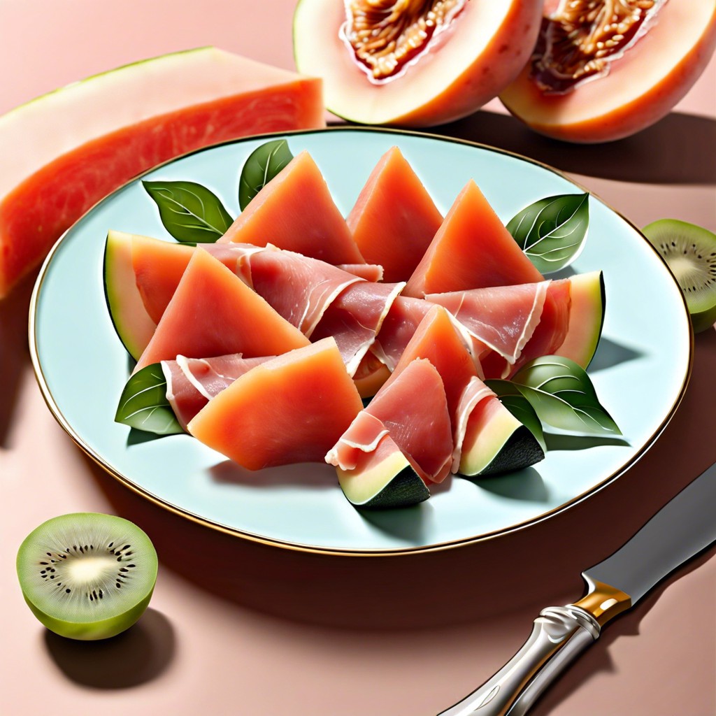 prosciutto and melon slices