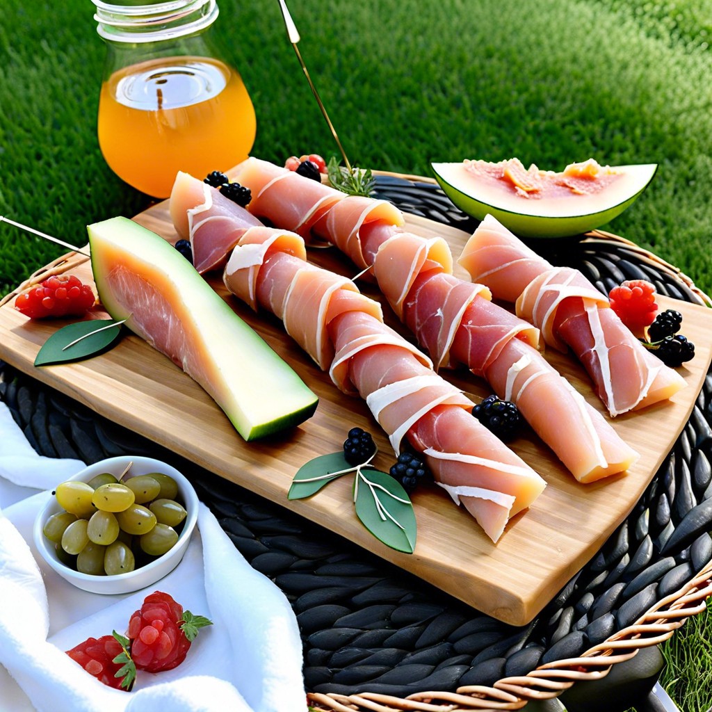 prosciutto wrapped melon slices