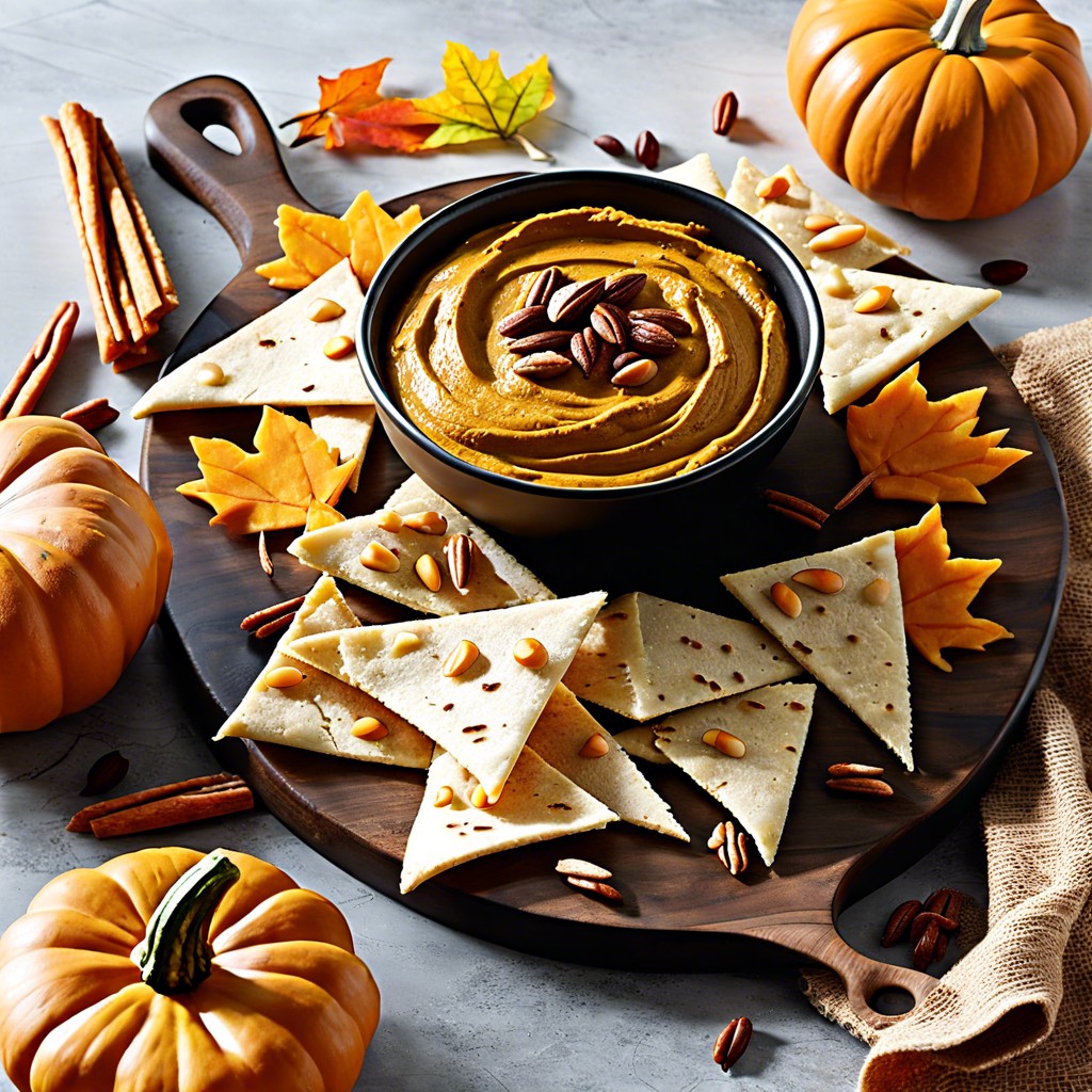 pumpkin hummus and pita chips