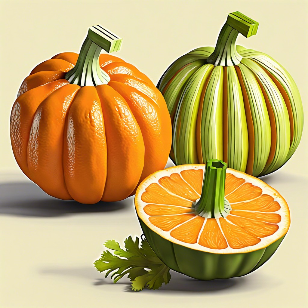 pumpkin oranges peel oranges and insert a small celery stick on top for a pumpkin look