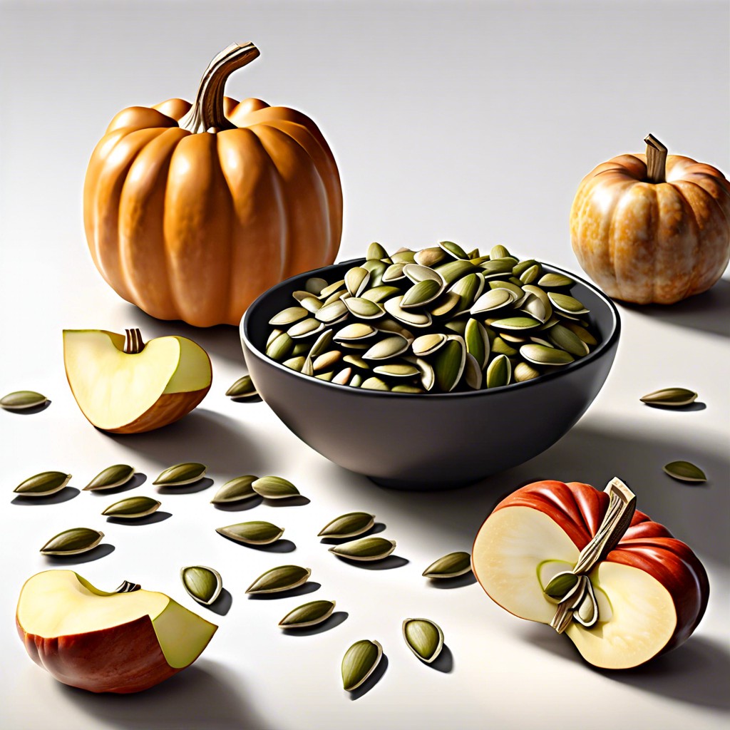 pumpkin seeds and apple slices