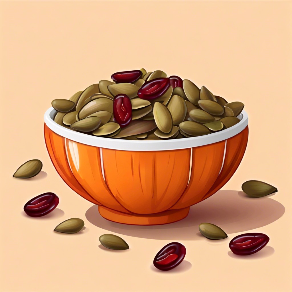 pumpkin seeds and dried cranberries