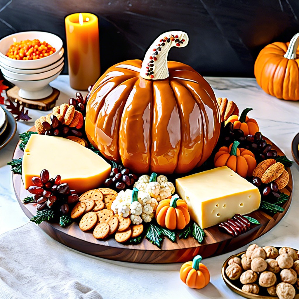 pumpkin shaped cheese ball centerpiece