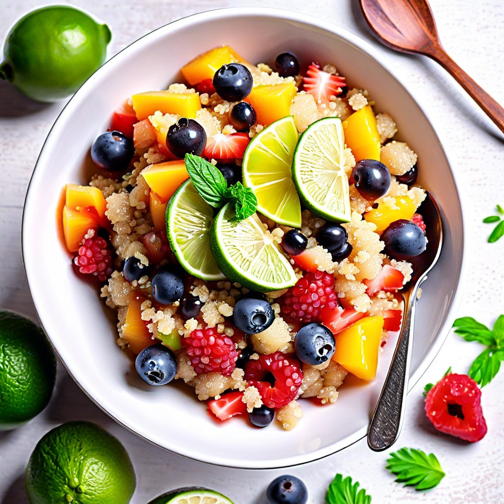 quinoa fruit salad with a squeeze of lime