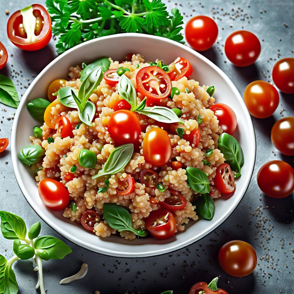 quinoa salad with cherry tomatoes and cucumbers