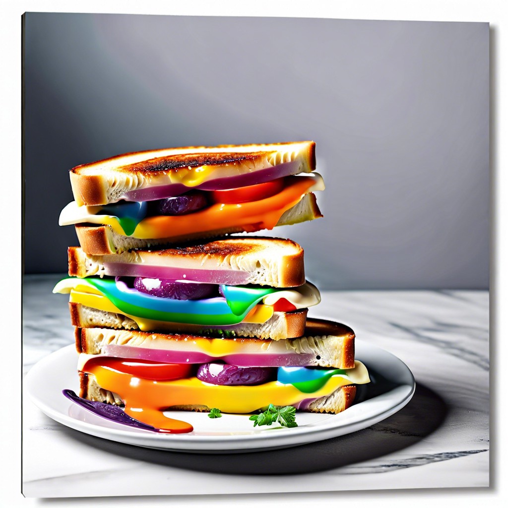 rainbow grilled cheese sandwiches