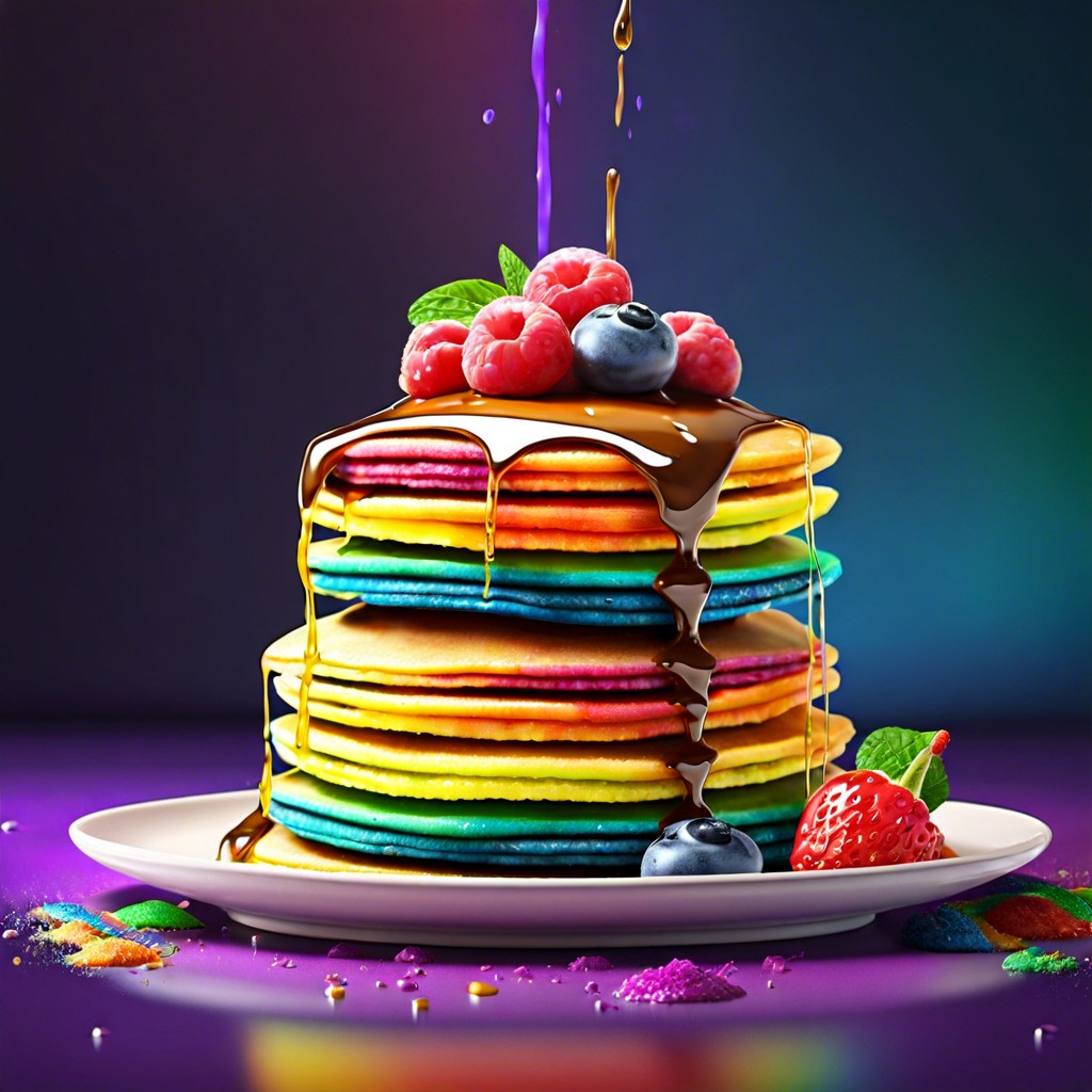 rainbow pancakes stack
