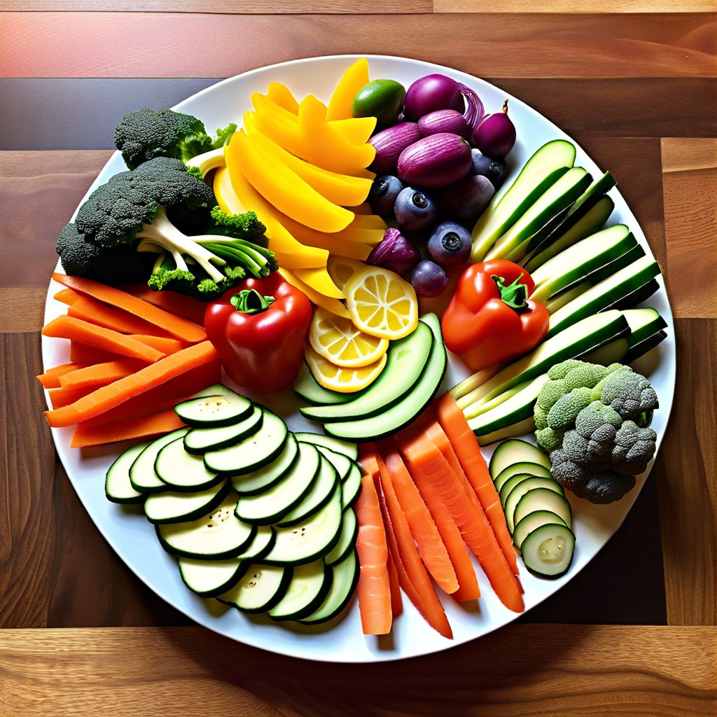 rainbow veggie platter arrange sliced vegetables in the colors of the rainbow
