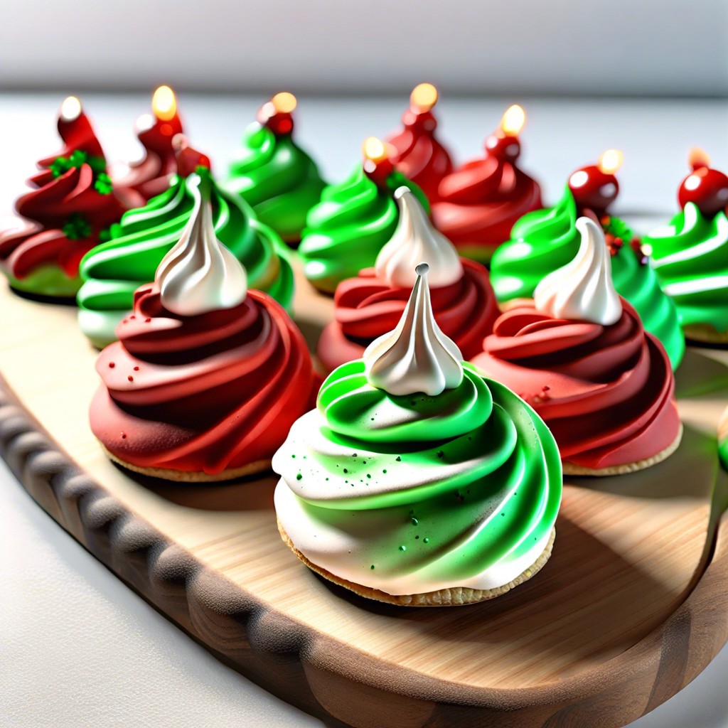 red and green meringues