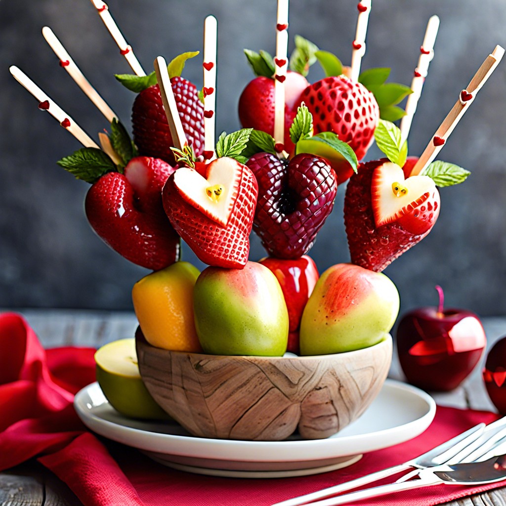 red and pink fruit skewers