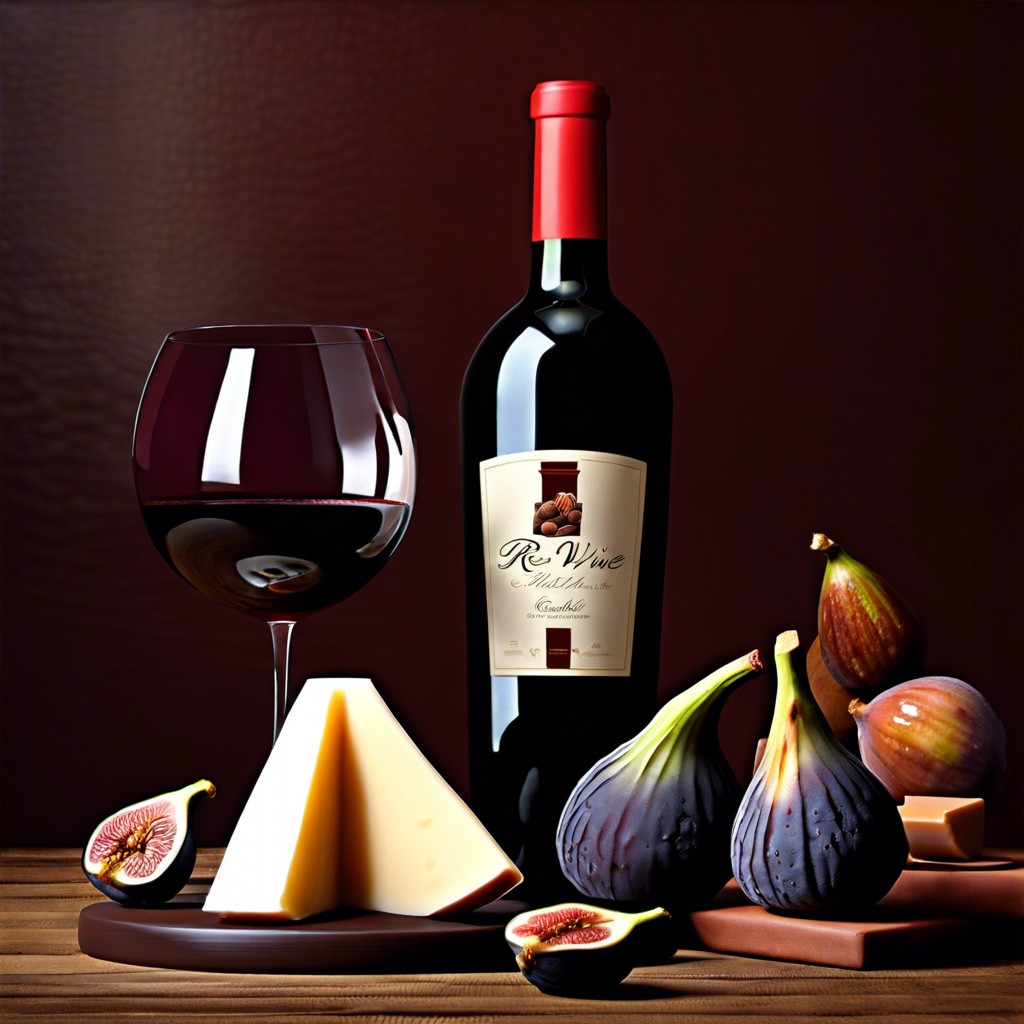 red wine with aged gouda dark chocolate and fresh figs