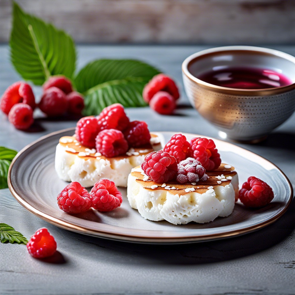 rice cakes with ricotta and raspberries