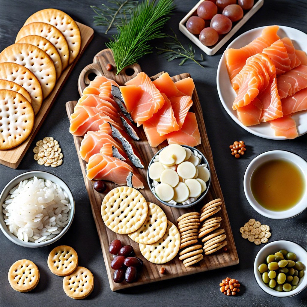 rice crackers with smoked salmon