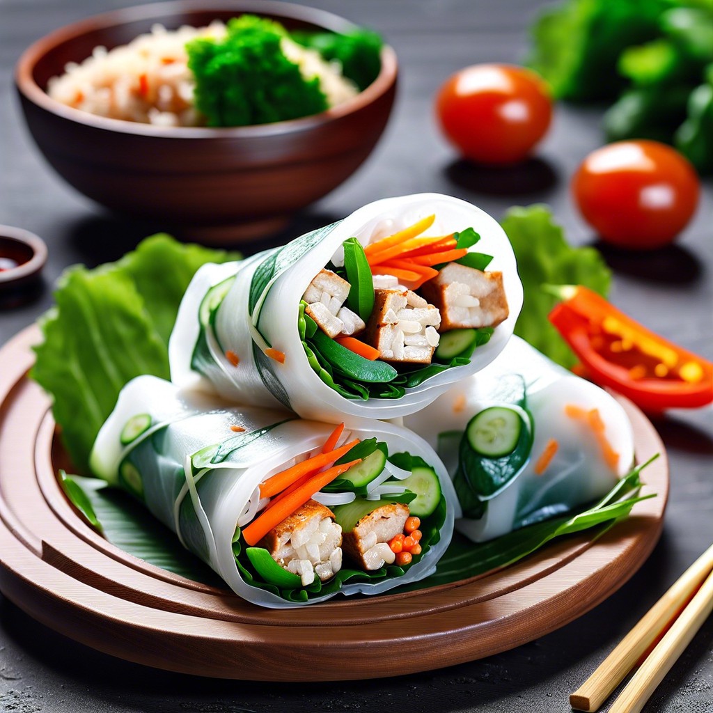 rice paper rolls with veggies and tofu