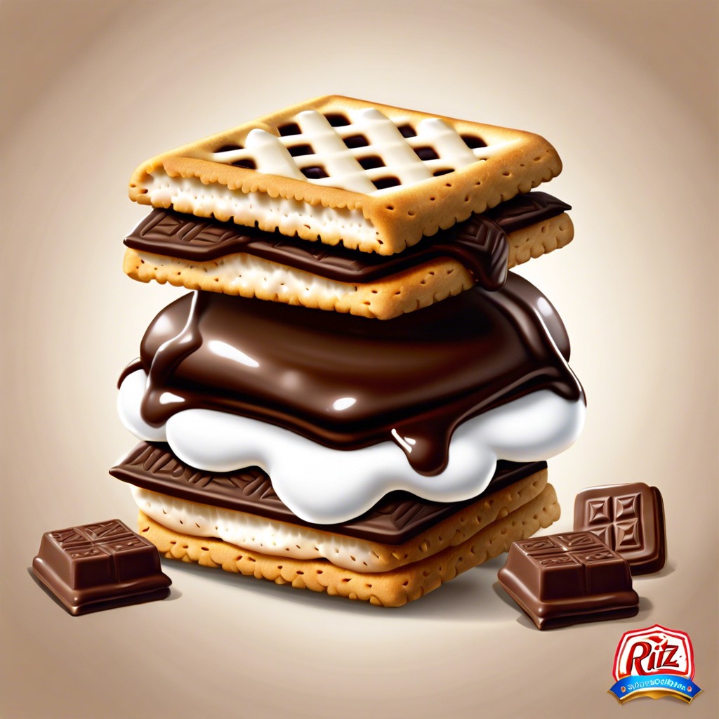 ritz smores layer with chocolate and marshmallow creme microwave briefly