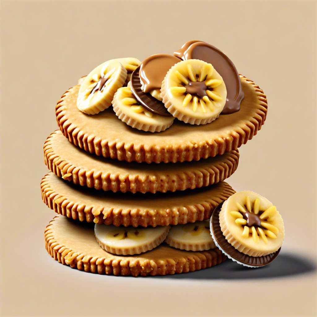 ritz topped with peanut butter and banana slices