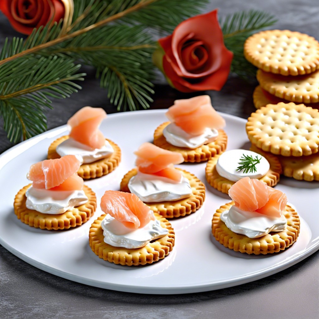 ritz with cream cheese and smoked salmon