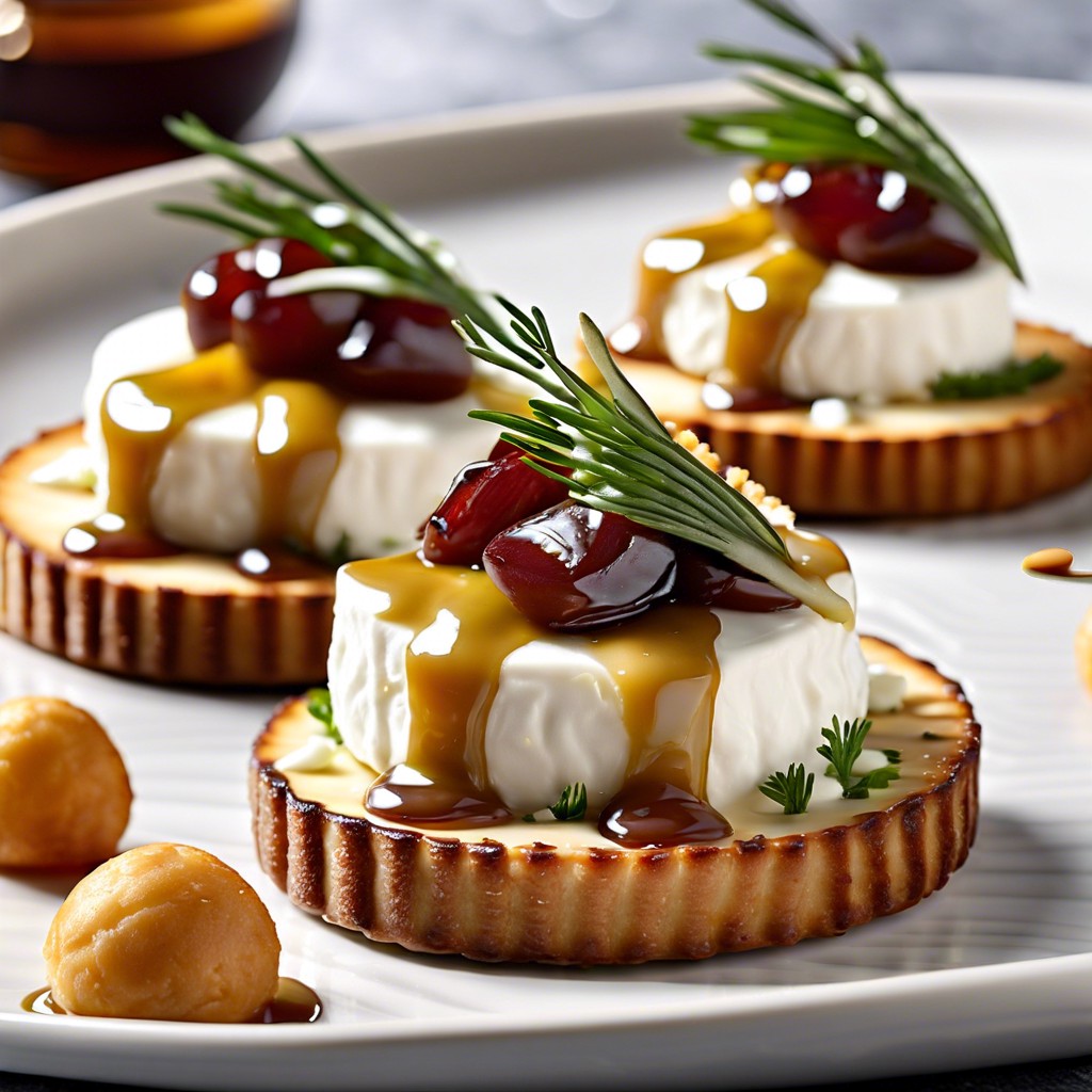 ritz with goat cheese and honey drizzle