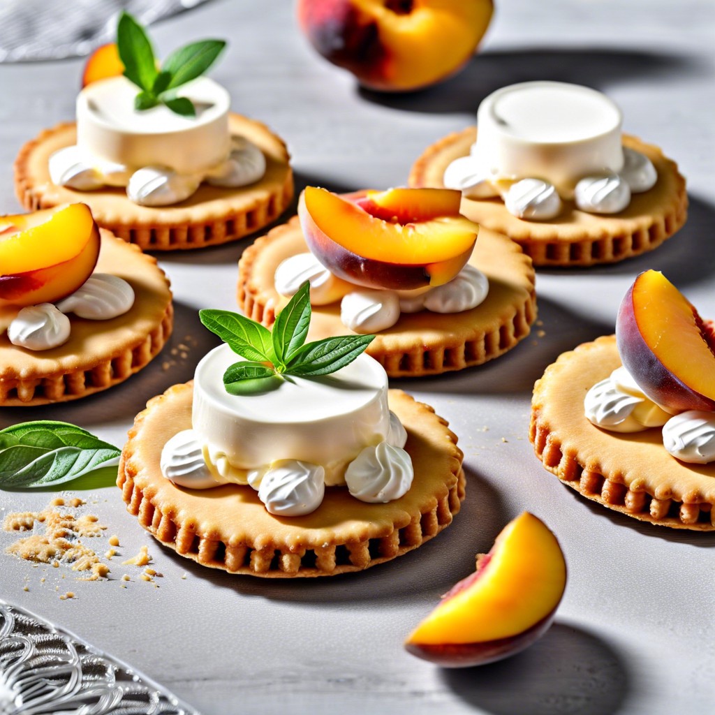 ritz with mascarpone and fresh peach slices